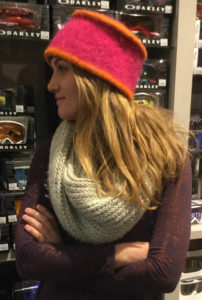 Cassey in handmade felted wool hat by Maria Nitzsche of Vermont Hats.